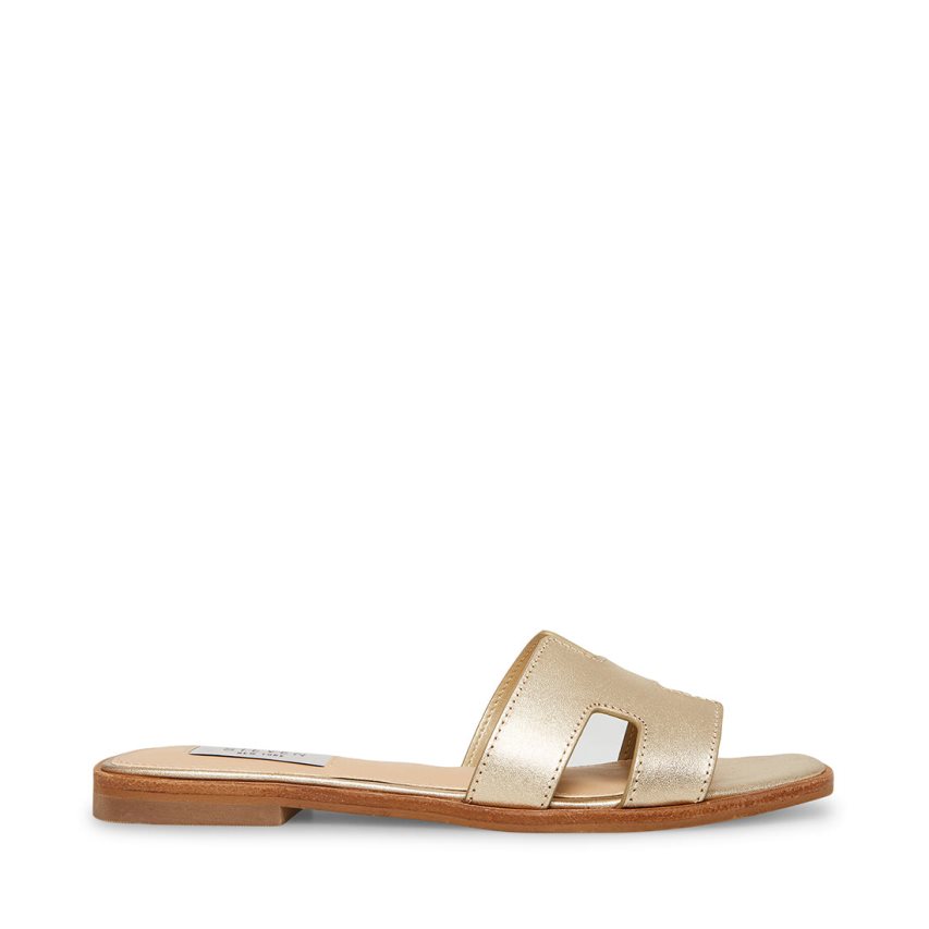 Sandalias de Diapositivas Steve Madden Hadyn Cuero Mujer Doradas | ES ET012S